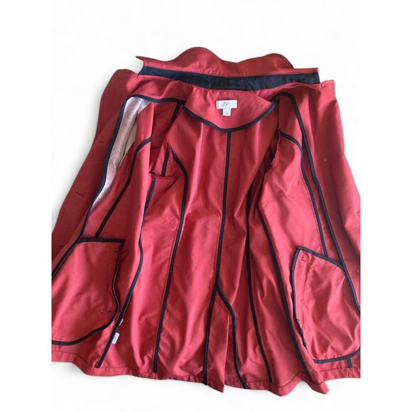 Ann Taylor Loft Women's Brick Red Belted Trench Coat Size 10 Mid Length READ - Picture 5 of 8